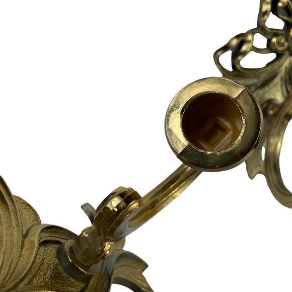 MCM Gold Filagree Wall-Mount Candle Holders Heart Decor Very Clean 8” Tall Homco - Picture 10 of 15